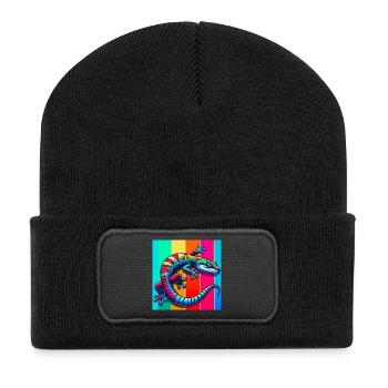Gecko - Recycelte Patch Beanie - Schwarz - Vorne