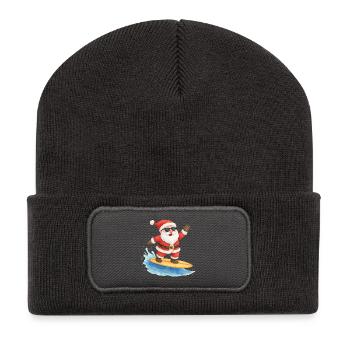 Cool Santa Surfer Christmas Design - Recycelte Patch Beanie - Dunkelgrau - Vorne