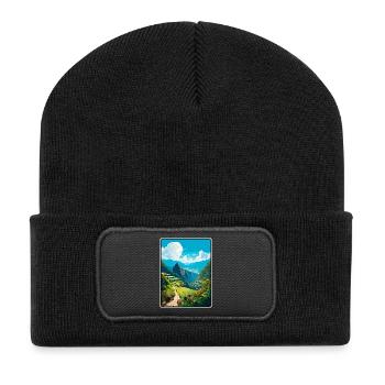 Inka-Pfad Peru Terrassental Horizont - Recycelte Patch Beanie - Schwarz - Vorne