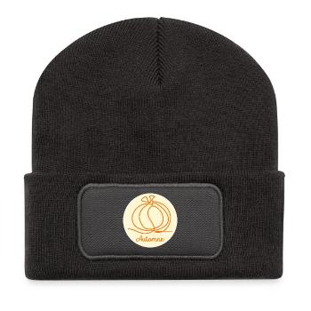 Herbstkürbis - Recycelte Patch Beanie - Dunkelgrau - Vorne