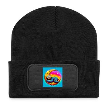 La paresse dort sur la Lune - Beanie recyclé à patch - noir - Devant