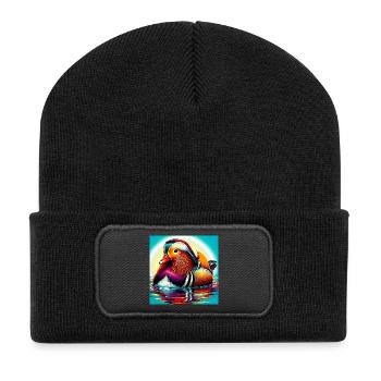 Canard mandarin - Beanie recyclé à patch - noir - Devant