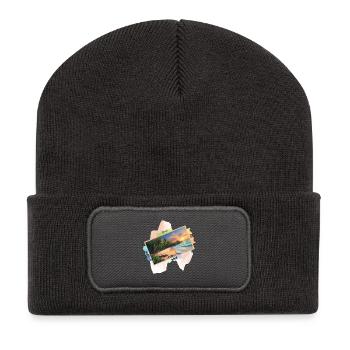 Natur Strand Bild niedliches Sommerdesign - Recycelte Patch Beanie - Dunkelgrau - Vorne
