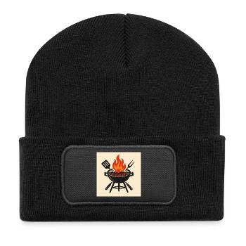 Fiery barbecue evening - Recycled Patch Beanie - black - Front