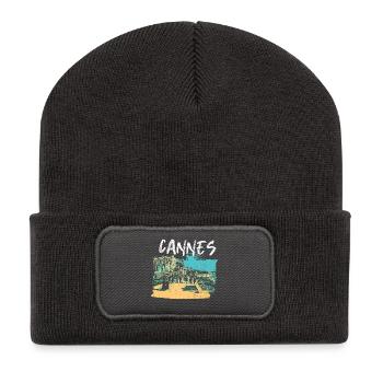 Retro view of the Croisette in Cannes - Recycled Patch Beanie - dark grey - Front