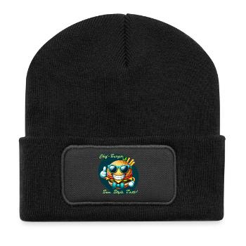 Sunny Chef Burger Dessin animé Design - Beanie recyclé à patch - noir - Devant