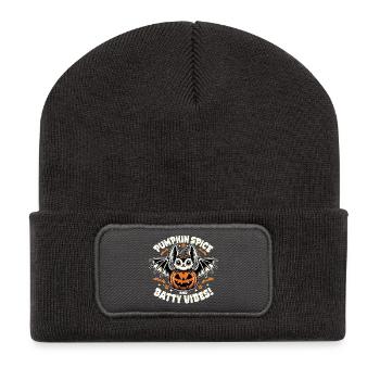 Halloween Bat Chihuahua Design - Recycelte Patch Beanie - Dunkelgrau - Vorne