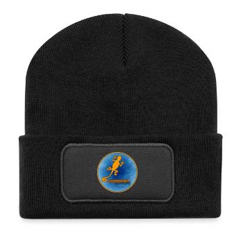Formentera mit Gecko - Recycelte Patch Beanie - Schwarz - Vorne