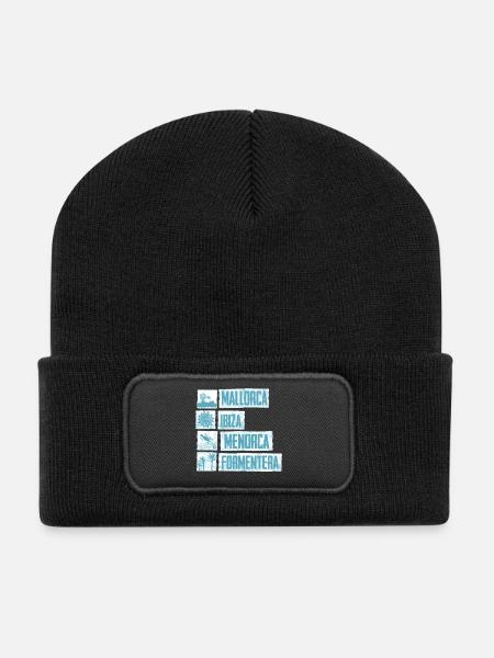 Inseln Balearen - Recycelte Patch Beanie - Schwarz