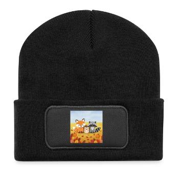 Autumnal forest animal trio - Recycled Patch Beanie - black - Front
