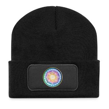 Conception harmonieuse de la méditation mandala - Beanie recyclé à patch - noir - Devant