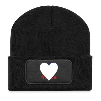 Heart with peace symbol in pastel colors - Recycled Patch Beanie - black - Front