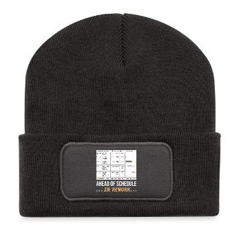 Dem Zeitplan voraus... In Überarbeitung (lustiges Gantt-Diagramm) - Recycelte Patch Beanie - Dunkelgrau - Vorne