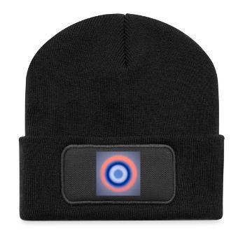 Pfauenkreis - Recycelte Patch Beanie - Schwarz - Vorne