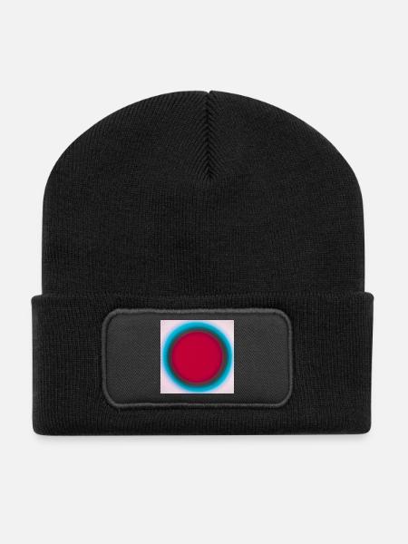 Cercle Rouge Dans Un Anneau Bleu - Beanie recyclé à patch - noir