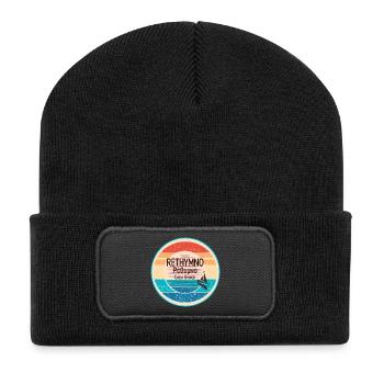 Greek sunset look Crete  - Recycelte Patch Beanie - Schwarz - Vorne