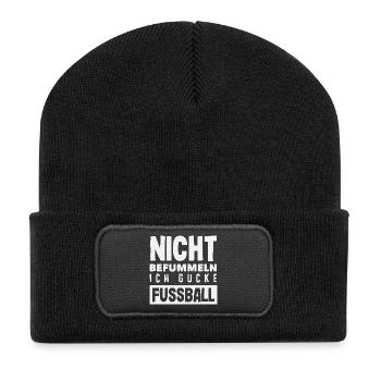 Lustiges Fußball Fussball Fan Geschenk - Recycelte Patch Beanie - Schwarz - Vorne