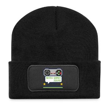 Retro Gamer Squad - für Gamer - Recycelte Patch Beanie - Schwarz - Vorne