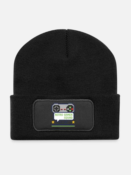 Retro Gamer Squad - for gamers - Recycled Patch Beanie - black