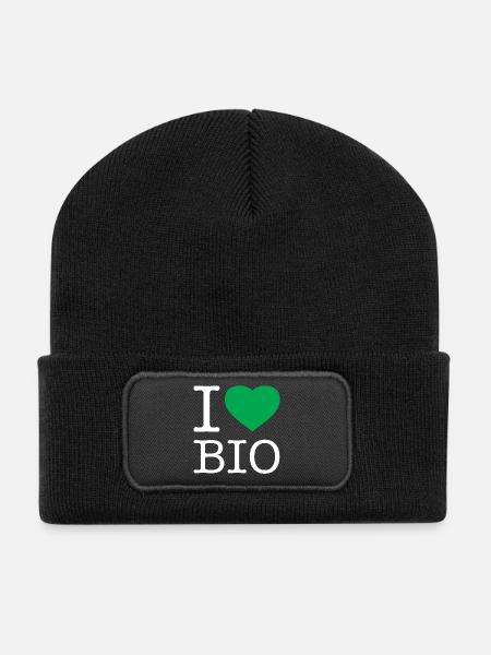 J’adore le bio - Beanie recyclé à patch - noir