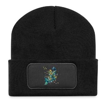 Hydro Mermaid mit Korallenmeer - Recycelte Patch Beanie - Schwarz - Vorne