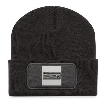 Minimalist Tastatur  - Recycelte Patch Beanie - Dunkelgrau - Vorne