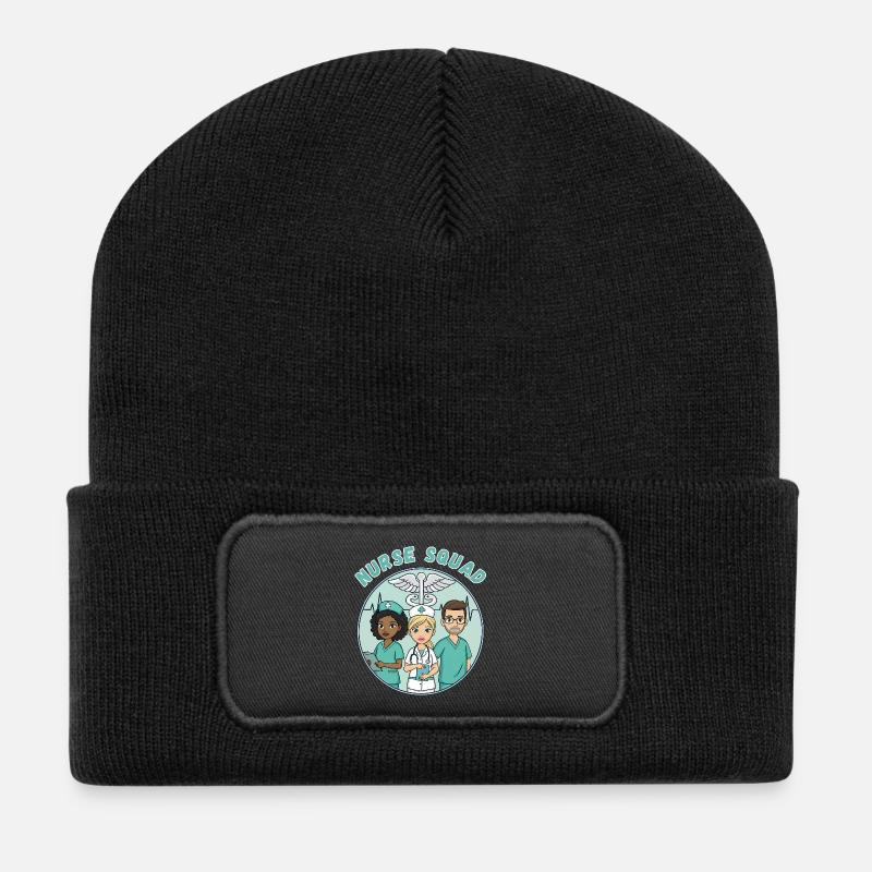 Wertschätzung des medizinischen Teams der Krankenschwester im Gesundheitswesen - Recycelte Patch Beanie - Schwarz