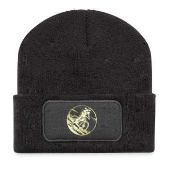 Mountainbike Fahrrad Silhouette - Recycelte Patch Beanie - Dunkelgrau - Vorne