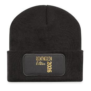 RENTE 2026 RENTNERIN - Recycelte Patch Beanie - Dunkelgrau - Vorne