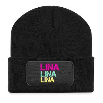 LINA Neon Triptych - Recycelte Patch Beanie - Schwarz - Vorne