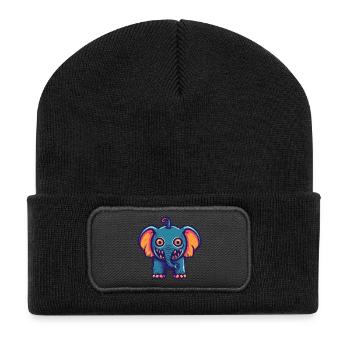 Elephant Halloween Comic Funny - Recycled Patch Beanie - black - Front