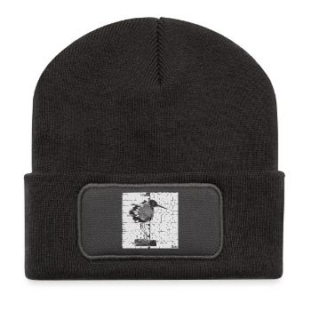 Redshank (Tringa totanus) Glitch Noir - Recycled Patch Beanie - dark grey - Front