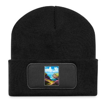 Exmoor England Küstenpfad auf den Klippen - Recycelte Patch Beanie - Schwarz - Vorne