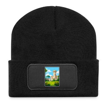 Chaves Portugal Castle Tower Under Blue Sky Poster - Recycled Patch Beanie - black - Front