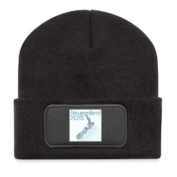 Neuseeland 2025 Geometrische Karte - Recycelte Patch Beanie - Dunkelgrau - Vorne