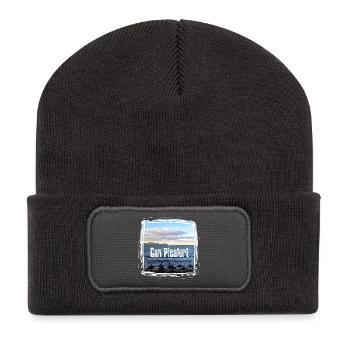 Can Picafort Strandprint - Recycelte Patch Beanie - Dunkelgrau - Vorne