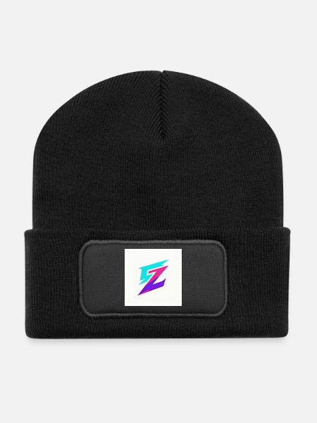 Zigzag Neon Gradient Logo - Recycled Patch Beanie - black