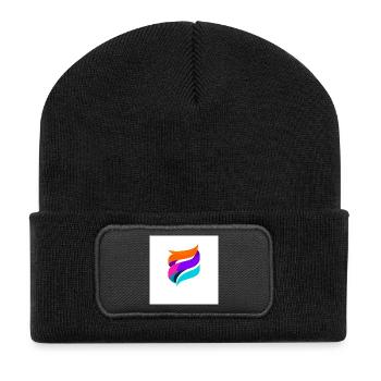 Bunte Ribbon-Form Abstrakt - Recycelte Patch Beanie - Schwarz - Vorne