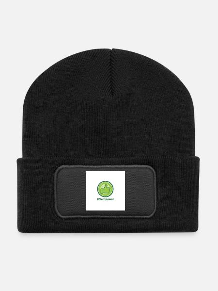Plantpower Green Thumb Logo - Recycled Patch Beanie - black