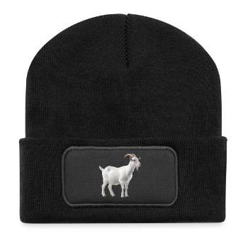 Portrait de chèvre de montagne blanche - Beanie recyclé à patch - noir - Devant