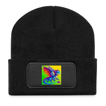 Drache - Recycelte Patch Beanie - Schwarz - Vorne