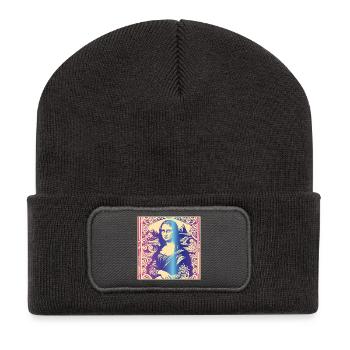Portrait de femme mona lisa arc-en-ciel moderne paris - Beanie recyclé à patch - charbon - Devant