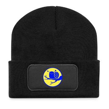 Snail Tree Branch Night Moon Round Sweet Happy - Recycled Patch Beanie - black - Front