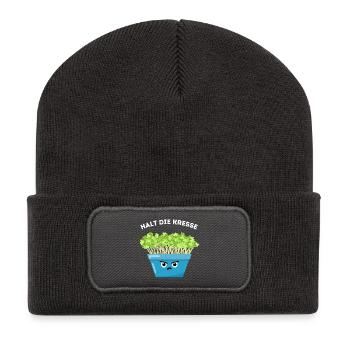 Humour végétal – Tenez le cresson - Beanie recyclé à patch - charbon - Devant