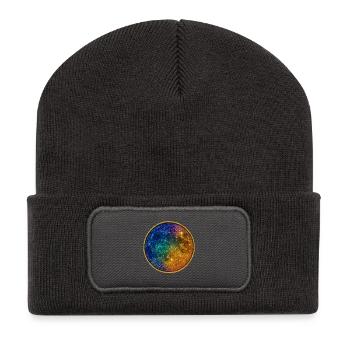 Kosmischer Regenbogenkreis - Recycelte Patch Beanie - Dunkelgrau - Vorne