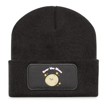 Over_the_Moon Phrasen Slang Redewendung lustig niedlichdesign - Recycelte Patch Beanie - Dunkelgrau - Vorne