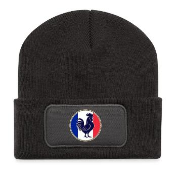 Tricolor Rooster Silhouette in Circular Frame - Recycled Patch Beanie - dark grey - Front