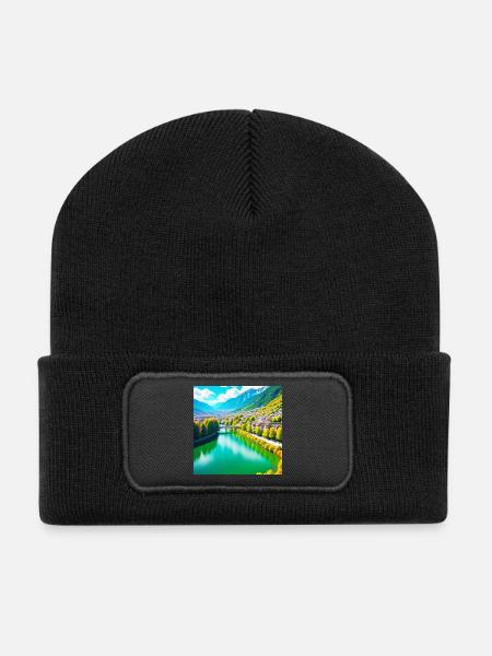 Emerald Valley and Alpine Village - Recycled Patch Beanie - black