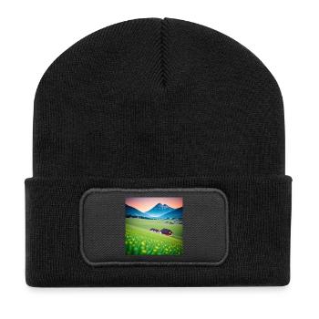 Alpine valley at dusk - Recycled Patch Beanie - black - Front