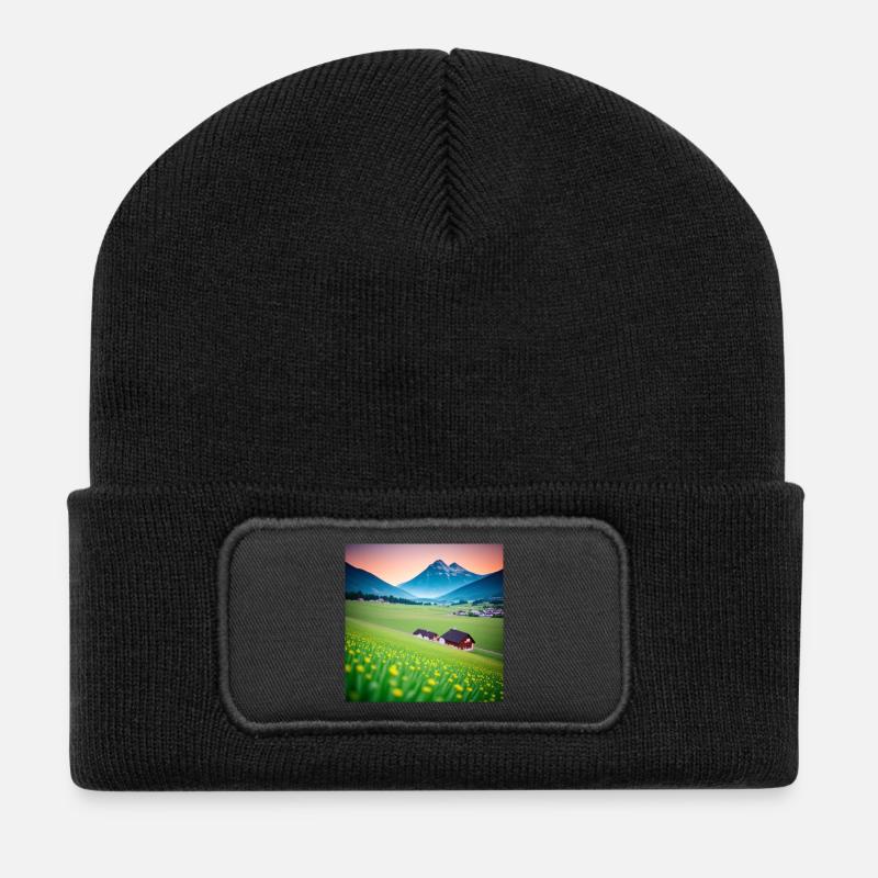 Alpine valley at dusk - Recycled Patch Beanie - black